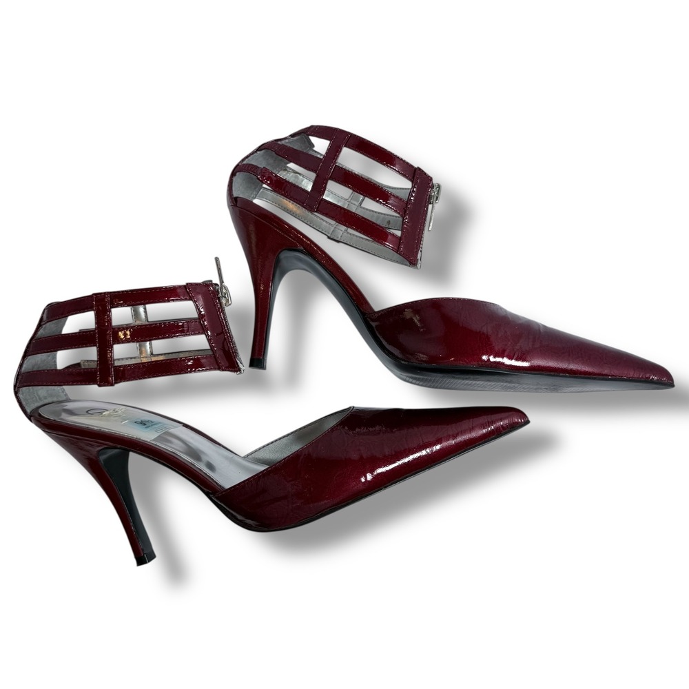 Carlos by Carlos Santana Convert Red Patent Leather Heels Ankle Strap 9.5 - Picture 9 of 16